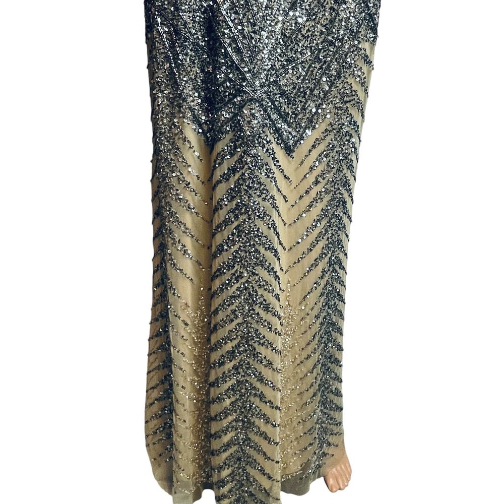 Venus Nude Black Sequin Formal Cut Out Side Sleeveless Evening Dress Gown 4 - Picture 9 of 14
